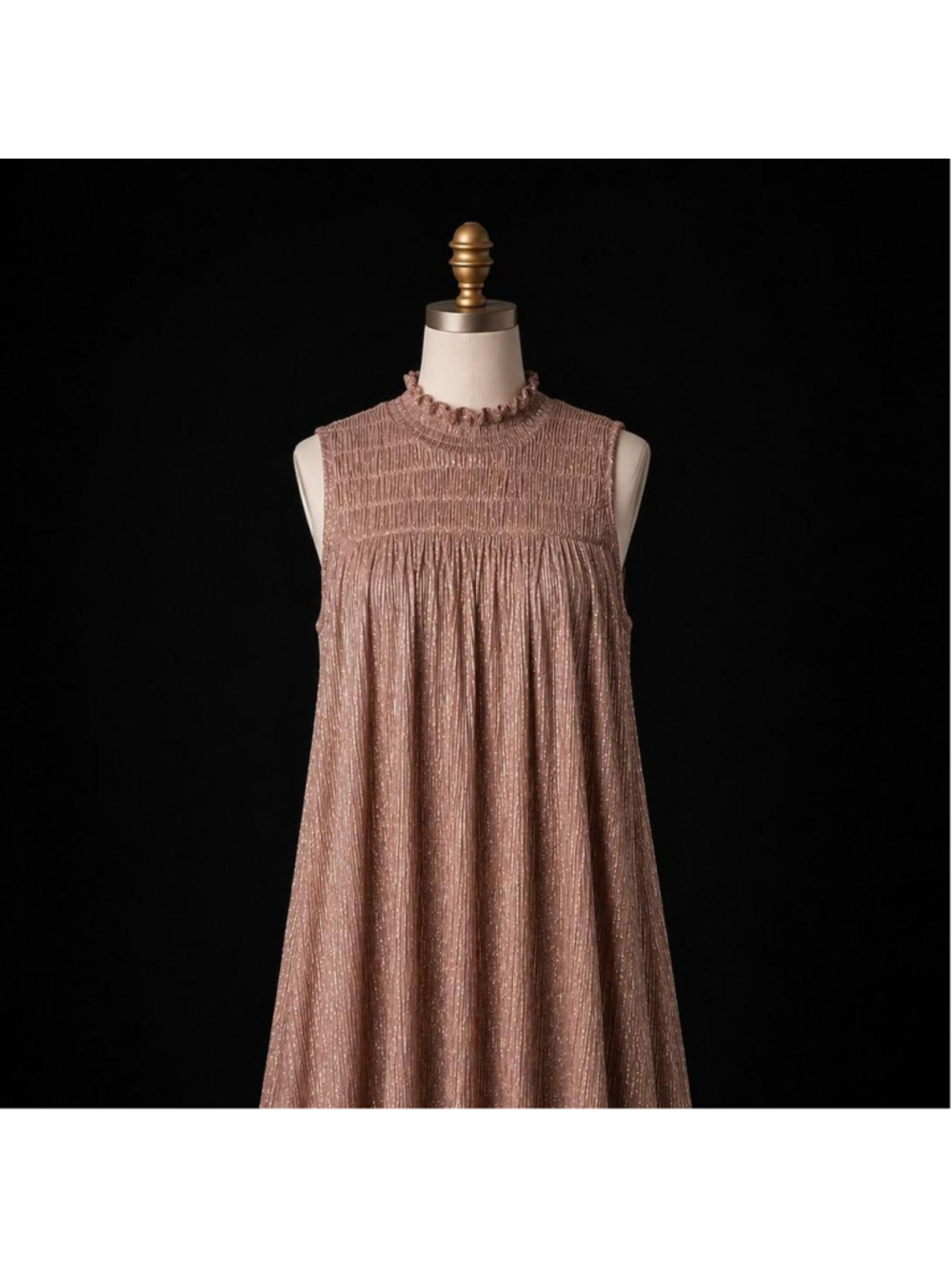 nude shimmery baby doll dress with higher neckline #fairycore #cottagecore #sum
